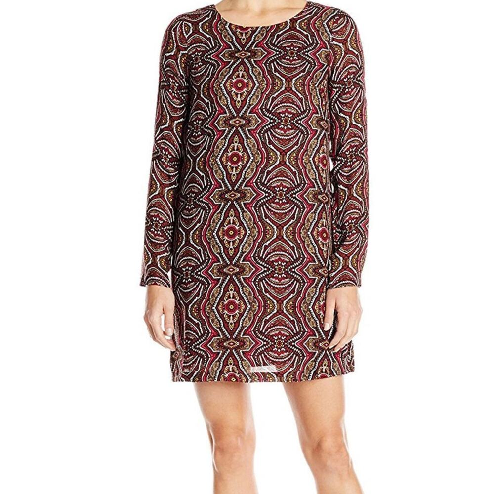 Womens prAna Cece Lined Dress Paisley Mahogany Color Lined Shift Dress Sz Small